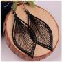 Fdesigner Boho Woven Geometric Earrings Drop Black Jewelry Fashion Silk Earring Dangle for Women and Girls