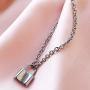 Nanafast Chain Lock Necklace Stainless Steel Statement Long Padlock Pendant Necklace for Women Girls Silver 18-32 Inches
