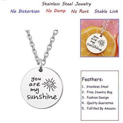 You are My Sunshine Inspirational Pendant Necklace Stainless Steel Charm Jewelry for Women Girl