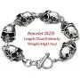 Mens Handmade Vintage Gothic Skull Link Bracelets, Metal Stainless Steel Valentine Birthday Gifts for He