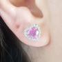 Dazzlingrock Collection 10K Heart Shape Ladies Halo Stud Earrings, White Gold
