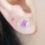 Dazzlingrock Collection 10K Heart Shape Ladies Halo Stud Earrings, White Gold