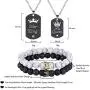 4Pcs Couple Necklace Bracelet Set for Couple s Gift Morse Code I Love You Bracelet Her and His Necklace 4Pcs Couple Necklace Bracelet Set for Couple s Gift Morse Code I Love You Bracelet Her and His Necklace