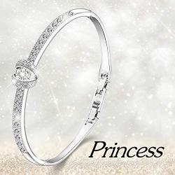Menton Ezil 18K White Gold Princess Bangle Bracelets with Swarovski Crystal Women Fashion Jewelry