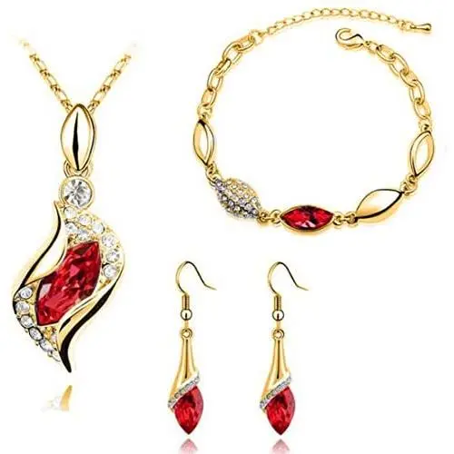 MAFMO Women Colorful Gold Jewelry Set Fashion Crystal Necklace Bracelet Earrings MAFMO Women Colorful Gold Jewelry Set Fashion Crystal Necklace Bracelet Earrings