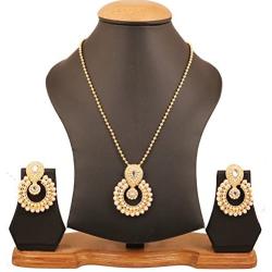 Touchstone Indian Bollywood Gorgeous Traditional Bridal Designer Jewelry Pendant Set in Gold and Silver Tone for Women.