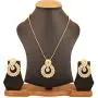 Touchstone Indian Bollywood Gorgeous Traditional Bridal Designer Jewelry Pendant Set in Gold and Silver Tone for Women.