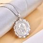 YL St Christopher Necklace Solid 925 Sterling Sliver Personalized Engraved Round Medallion Antiqued Religious Protector Talisman Pendant, Medal/Laced/Locket