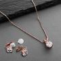 Mariell 14K Rose Gold Cubic Zirconia Jewelry Set - 2cwt Round Pendant with Matching Clip-On Earrings