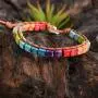 YGLINE Handmade Wrap Bracelet Turquoise, Jasper & Amazonite Natural Stones Leather Charm 5 Strands Boho Bracelet