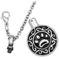 Sug Jasmin Pet Ashes Necklace URN Cremation Dog Paw Memorial Pendant Jewelry with Fill Kit