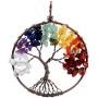 SUNYIK Tumbled Gemstone Tree of Life Pendant Necklace for Women Men