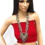 Afghan Tribal Baloch Long Pendant Necklace in Metal Soft Bells Multi Color Stones