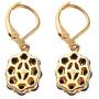 Shop LC Karis Real 14K Yellow Gold ION Plated Oval Blue Lapis Lazuli Lever Back Flower Dangle Drop Earrings Fashion Prom Jewelry Mothers Day Gifts