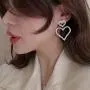 Fashion Shine Full Rhinestone Long Heart Drop Earrings for Women Luxury Pendientes Jewelry Gifts Fashion Tassel earring 2 pcs