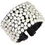 AeraVida Handmade Wide Mosaic Cultured Freshwater Pearl Cuff Bracelet
