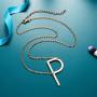 RINHOO Stainless Steel Large Silver Initial Alphabet 26 Big Letters Script Name Pendant Chain Necklace from A-Z