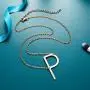 RINHOO Stainless Steel Large Silver Initial Alphabet 26 Big Letters Script Name Pendant Chain Necklace from A-Z