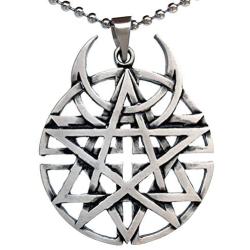 Punk Rock Biker Heavy Metal Gothic Jewelry Unbiased All religion Coexist Disturbed Pewter Pendant Mens Necklace for men unisex Protection Amulet Lucky Charm Medallion Talisman w Silver Ball Chain