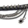 Flongo Gothic Black Rivet Leather Spiked Necklace Neckband Choker, Unisex Accent Spike Studded Punk Rock Biker Link Wide Strap Leather Collar Choker Necklace for Christmas
