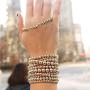HAIAISO 14K Gold Plated Bead Ball Bracelet for women, Stackable Adjustable Elastic Beaded Bracelet for Women Girls Jewelry Gift