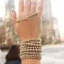 HAIAISO 14K Gold Plated Bead Ball Bracelet for women, Stackable Adjustable Elastic Beaded Bracelet for Women Girls Jewelry Gift
