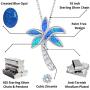 Sterling Silver Created Blue Opal & CZ Palm Tree Pendant with 18'' Chain