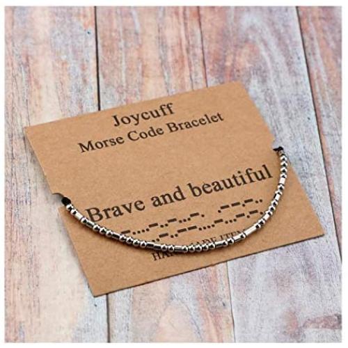 Inspirational Morse Code Encouragement Bracelets for Women Funny Jewelry Gifts for Teen Girls Daughter Sister Best Friend Friendship Adjustable Dainty Silk Beaded Wrap Bracelet