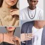 Couple Heart/Cat Necklaces, 2pcs Necklaces/Set, Black/18K Real Gold Plated 316L Stainless Steel, Mens Womens Jewelry (with Gift Box)