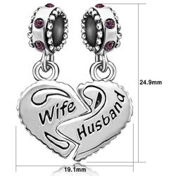 JMQJewelry Wife Husband Heart Love Charm Birthday Birthstone Month Charms for Bracelets Women Jewelry