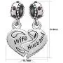 JMQJewelry Wife Husband Heart Love Charm Birthday Birthstone Month Charms for Bracelets Women Jewelry
