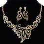 HAPPYLE Austrian Crystal Enamel Jewelry Sets Women Flower Jewelry Sets Chain Necklace Earrings Sets