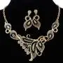 HAPPYLE Austrian Crystal Enamel Jewelry Sets Women Flower Jewelry Sets Chain Necklace Earrings Sets
