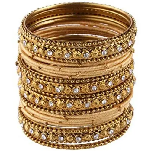 Efulgenz Fashion Jewelry Indian Bollywood Gold Plated Crystal Beaded Silk Thread Bracelet Bangle Set (20 pc) Efulgenz Fashion Jewelry Indian Bollywood Gold Plated Crystal Beaded Silk Thread Bracelet Bangle Set (20 pc)