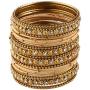 Efulgenz Fashion Jewelry Indian Bollywood Gold Plated Crystal Beaded Silk Thread Bracelet Bangle Set (20 pc)