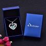 Distance I Love You to The Moon and Back Necklace 925 Sterling Silver Heart Pendants Jewelry for Women Mother Wife Girlfriend with Jewelry Gift Box