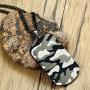 Fusamk Hip Hop Stainless Steel Camouflage Dog Tag Pendant Chain Necklace