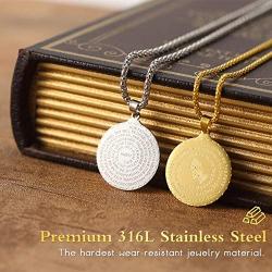 LE-SEKAI Bible Verse Prayer Necklace, 2PACK Praying Hands Necklace Stainless Steel Christian Jewelry Unisex Mirror Polished Medal Pendant with 24”Chain for Man & Woman – Silver Gold