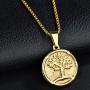 Jude Jewelers Stainless Steel Tree of Life Round Pendant Cockail Party Statement Necklace