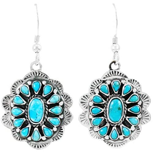 Turquoise Earrings 925 Sterling Silver & Genuine Turquoise (Choose Color)
