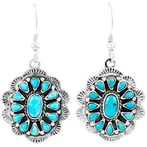 Turquoise Earrings 925 Sterling Silver & Genuine Turquoise (Choose Color) Turquoise Earrings 925 Sterling Silver & Genuine Turquoise (Choose Color)