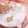 Hidepoo Birth Flower Necklaces for Women, 14K Gold Plated Dainty Paperclip Chain Engraved Floral Heart Necklace Simple Birth Month Flower Pendant Necklace Personalized Jewelry Birthday Gift for Women