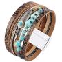 GelConnie Feather Leather Cuff Bracelet Magnetic Multi Strand Bracelet Wrap Bracelet Bohemian Jewelry Gifts for Women, Wife, Sister