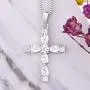 YL Gemstone Cross Necklace 925 Sterling Silver Created Sapphire/Ruby/Emerald/Amethyst Religious Pendant 18K White Gold Jewelry