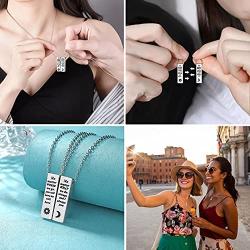 UNGENT THEM Magnetic Couples Necklaces Engraved Simple Relationship Friendship Stainless Steel Necklace Set for Women Men Him Her Best Friends Lover 2pcs