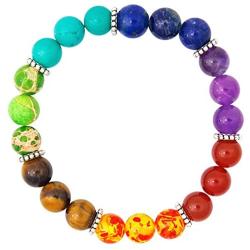 7 Chakra Healing Bracelet with Real Stones, Volcanic Lava, Mala Meditation Bracelet - Mens and Womens Jewelry - Wrap, Stretch, Charm Bracelets - Protection, Energy, Healing