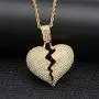 putouzip Men Broken Heart Chain Pendant,18k Gold Plated Fully Iced Out Rhinestone Rape Chain Necklace putouzip Men Broken Heart Chain Pendant,18k Gold Plated Fully Iced Out Rhinestone Rape Chain Necklace