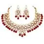 Aheli Ethnic Maroon Drop Beads Faux Kundan Necklace Earrings Bollywood Indian Fashion Party Jewelry Set for Women