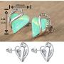 Leafael Infinity Love Crystal Heart Bundle Jewelry Set Opal Jade Green Healing Stone for Luck Gifts for Women Necklace Earrings Bracelet, Silver-tone