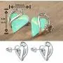 Leafael Infinity Love Crystal Heart Bundle Jewelry Set Opal Jade Green Healing Stone for Luck Gifts for Women Necklace Earrings Bracelet, Silver-tone